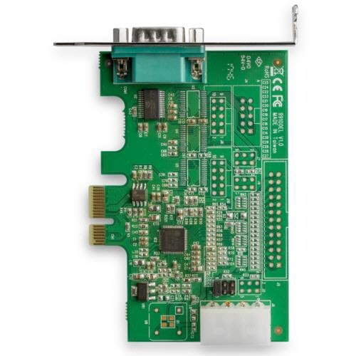PCI　Express　シリアルアダプターカード　1ポート　1個 左向きに設置されたシリアルポートの接続端子が見える状態