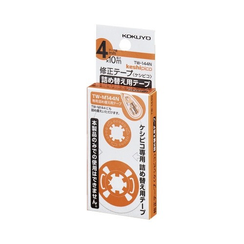 修正テープケシピコ　詰替テープ　幅4mm テープが見える透明なパッケージが正面から撮影されている状況
