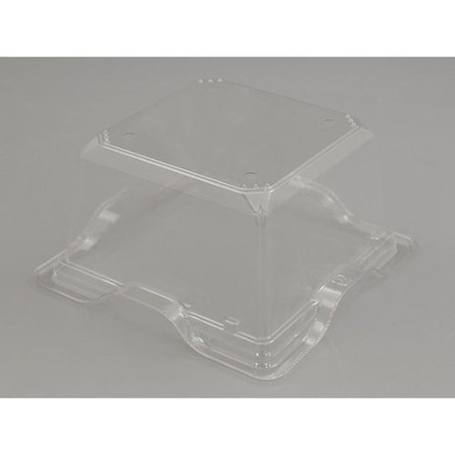 フルーツ容器 バイオカップ キューブ 15-75B ゲイト 穴4H リスパック 透明な容器にフルーツが並べられた様子