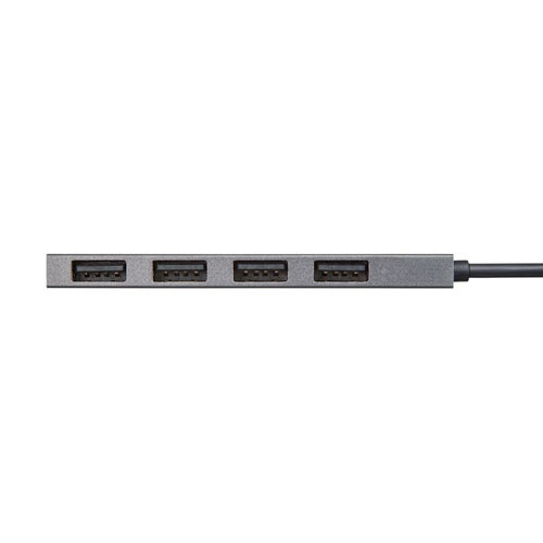 USB　Type-C　USB2.0　4ポート　スリムハブ　シルバー　1個 スリムなデザインのハブが正面から見える状態