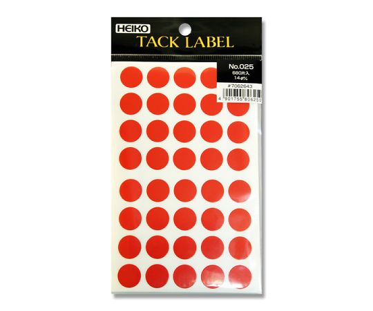 HEIKO タックラベル(シール) No.025 丸 赤 14mm 680片画像