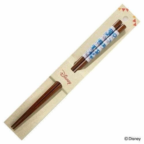 箸 23cm ミッキーマウス ボーダー 木製 ブルー画像