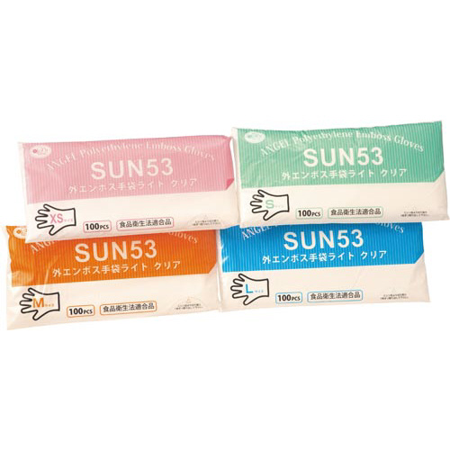 外エンボス手袋ライトＳクリア１００枚×２０画像