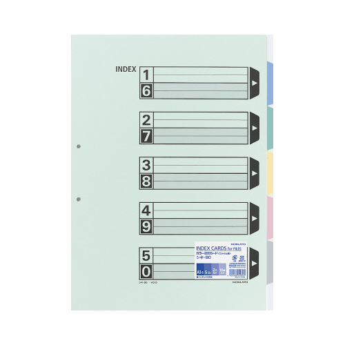 カラー仕切カード　Ａ３縦　２穴　５山　１０組画像