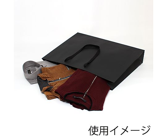 HEIKO 紙袋 ファッションバック LL 黒 10枚 黒い紙袋が整然と並べられた状態、しっかりとした持ち手が見える。