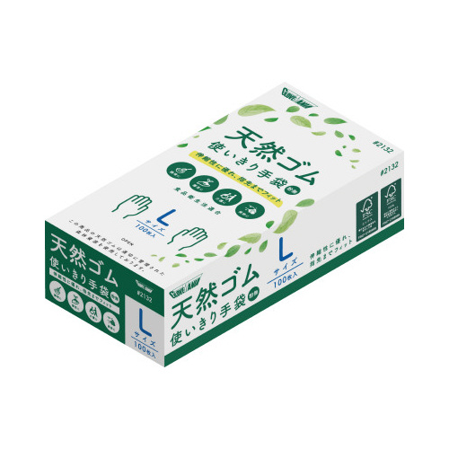 天然ゴム使いきり手袋　ＦＳＣ　粉無　１００枚　Ｌ画像