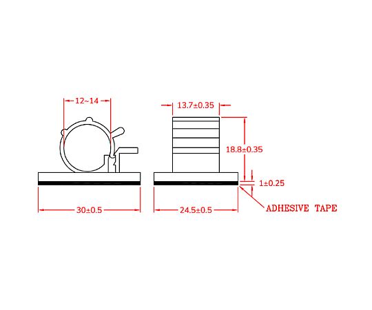 12-14mm ケーブルクランプ(5個) 黒いプラスチック製のクランプが均一に並べられた状態