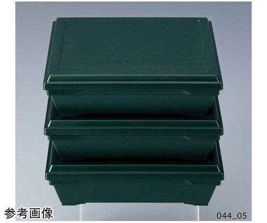8.5 寸旬彩弁当（身・蓋） グリーン/内黒 40個入 パッケージが横向きで並べられた状態、内側は黒色で外側はグリーン。