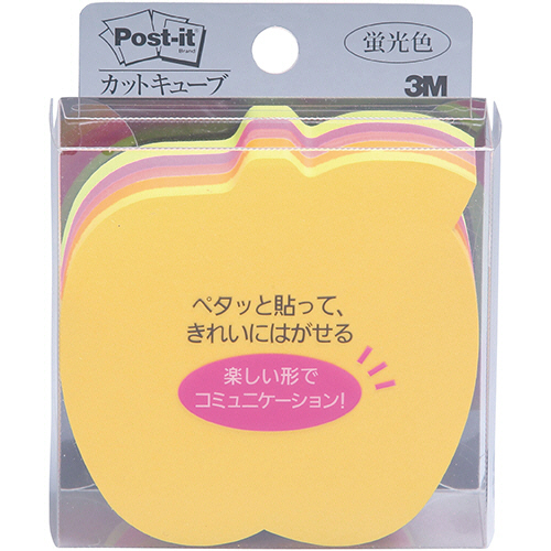 ﾎﾟｽﾄ･ｲｯﾄ ｶｯﾄｷｭｰﾌﾞ ｱｯﾌﾟﾙ 蛍光ｶﾗｰ5色 1ｾｯﾄ(5冊)画像