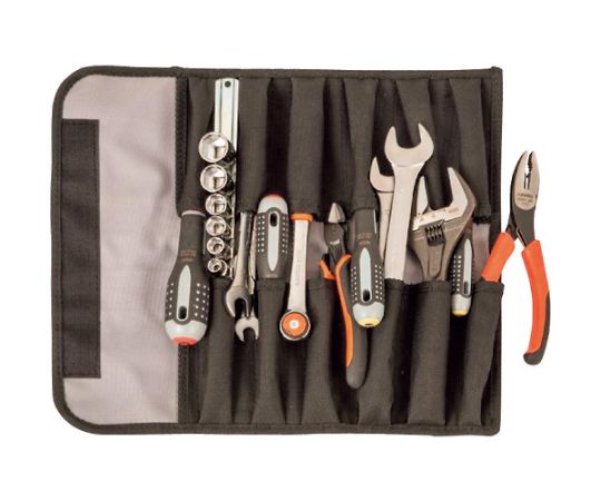 ツールキット 工具セット 差込角9.5mm 22点セット 工具が整然と並ぶ様子、各種サイズのアダプターと工具が確認できる。