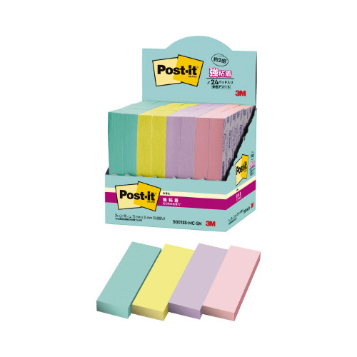 強粘着マルチカラー５　７５×２５　４色　２４冊画像