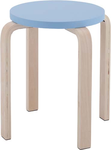 木製ラウンドスツール　ブルー　４脚セット画像