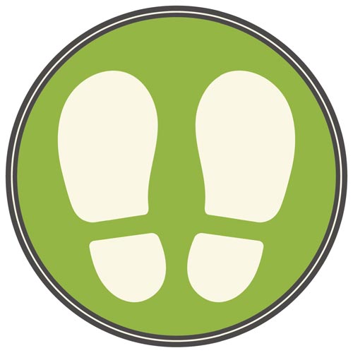 フロア誘導シール　足型　丸　グリーン画像