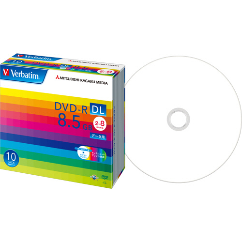 データ用DVD-R　DL　8.5GB　2-8倍速　ホワイトワイドプリンタブル　5mmスリムケース　1パック(10枚)画像