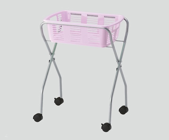 脱衣カゴワゴン・ラック1段式 ラベンダーピンク キャスター有り画像