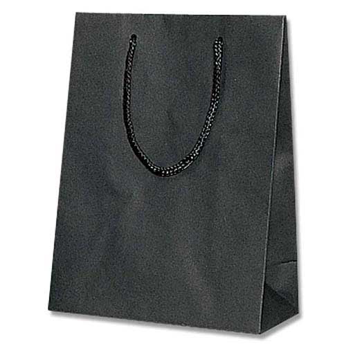 手提げ紙袋（黒 ストライプエンボス・ポリエステル紐・幅170×マチ85×高さ230mm）画像