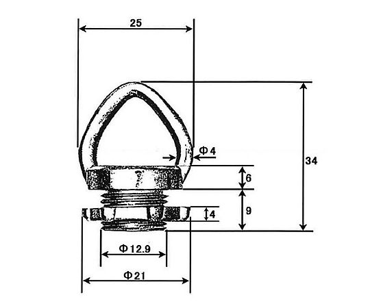 蛍光灯器具吊り下げ用金具(4分/12mm) 金具が正面から見える状態で、金属の質感が際立つ構造