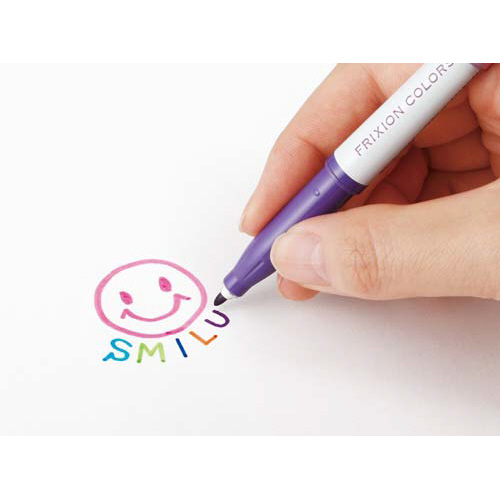フリクションカラーズ　サインペン　12色セット カラフルなサインペンが整然と並んでいる様子
