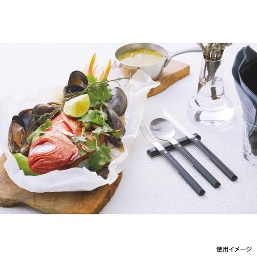 洋食卓上用品 玄美 KAKU デザートスプーン トーダイ 高級感のある光沢仕上げのスプーンが平置きされている様子