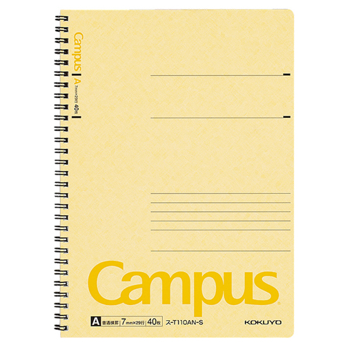 ｷｬﾝﾊﾟｽ ﾂｲﾝﾘﾝｸﾞﾉｰﾄ ｾﾐB5 A罫 40枚 黄 1冊画像
