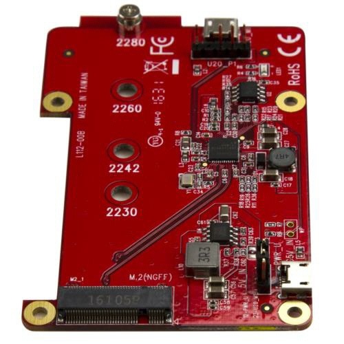 ラズベリーパイ用USB-M.2　SATA変換基板　1個 基板の表面に接続ポートとチップが見える状態