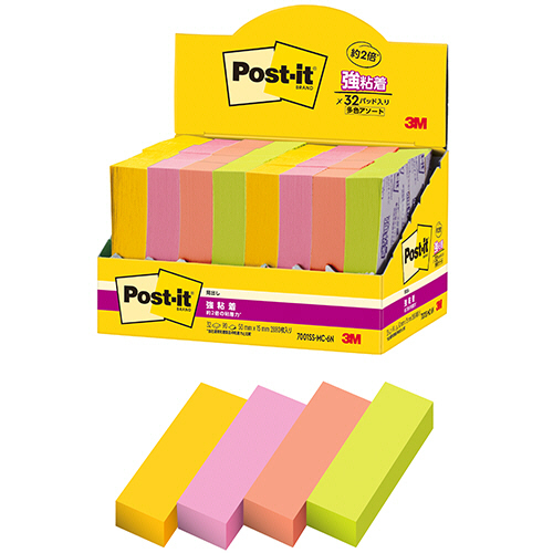 ﾎﾟｽﾄ･ｲｯﾄ 強粘着見出し ﾏﾙﾁｶﾗｰ6 50×15mm 4色 1ﾊﾟｯｸ(32冊)画像