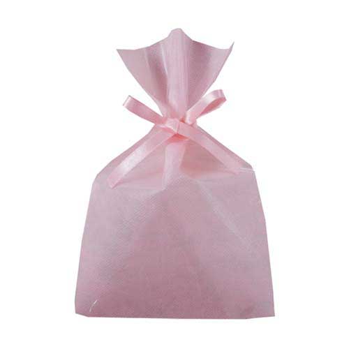 ソフトバッグクリア 2穴リボン巾着 S3 ライトピンク画像