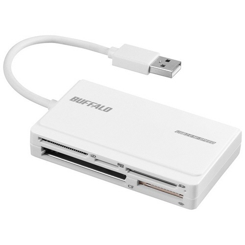 USB2.0　マルチカードリーダー　UHS-I　対応ケーブル収納モデル　ホワイト　1個