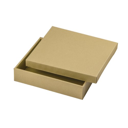 ギフト箱 ナチュラルBOX10号ヒモ無 ヤマニパッケージ 無地のナチュラルカラーの包装箱が上から見える状態