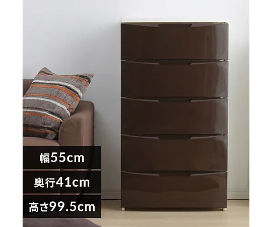 550x410x 995mm 引出し式収納ケース(5段) 引き出しが全て開いた状態で、収納内部が見える様子