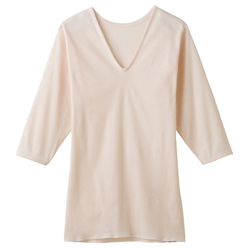 快適工房 V型7分袖ｽﾘｰﾏｰ 婦人 ｶｰﾑﾍﾞｰｼﾞｭ L 1着画像