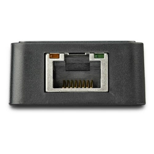 USB3.0-Gigabit　Ethernetアダプタ　ブラック　USBポート付　1個 黒いボディのアダプタがUSBポートと共に斜めから映っている状態