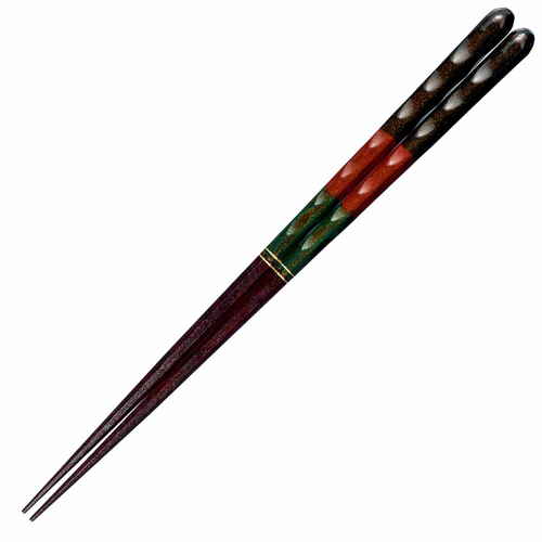 箸 22.5cm プレミアムアイ トラディショナルライン 八角翠玉 木製 天然木 漆 黒画像