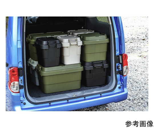 トランクカーゴ フラット天板仕様 50L グレー フラットな天板の上に配置されたグレーの収納容器