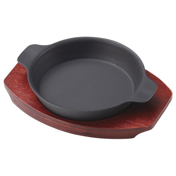 ステーキ関連用品 M20-735 鉄製グラタン皿(小)木台セット マイン