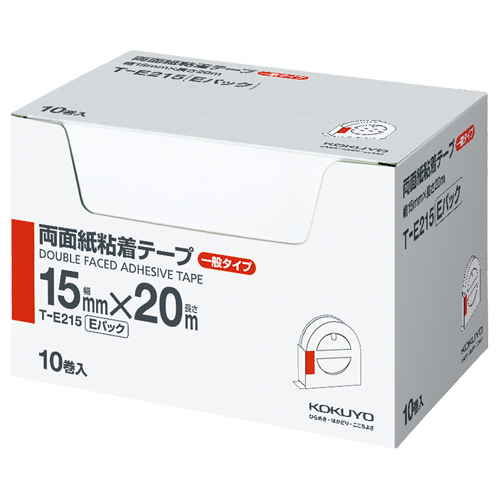 両面紙粘着ﾃｰﾌﾟ お徳用ﾊﾟｯｸ 15mm×20m ｶｯﾀｰ付 1ｾｯﾄ(50巻:10巻×5箱)画像