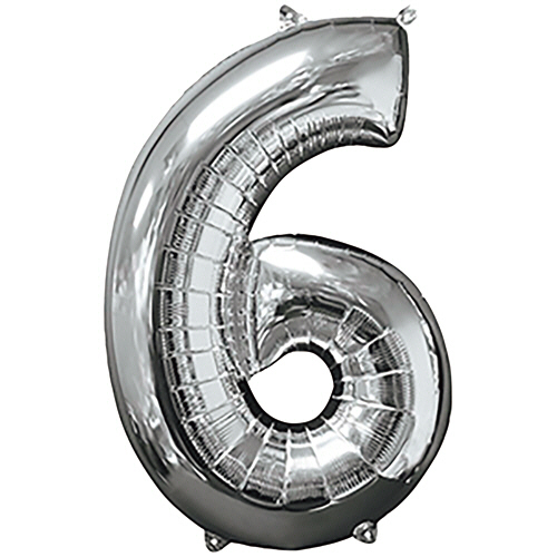 ﾚﾀｰﾊﾞﾙｰﾝ 数字 ｢6｣ ｼﾙﾊﾞｰ 1個画像