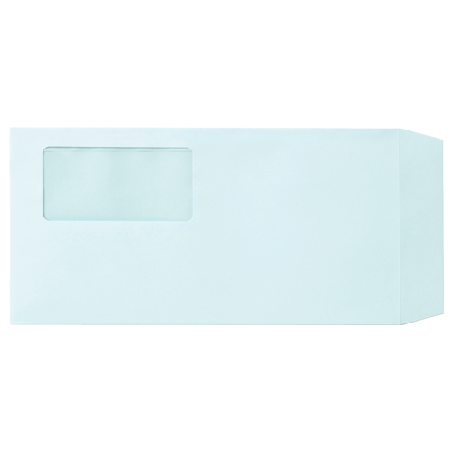 窓付封筒 裏地紋なし 長3 ﾃｰﾌﾟのりなし 80g ﾌﾞﾙｰ(窓:ﾌｨﾙﾑ) 1ﾊﾟｯｸ(100枚)画像