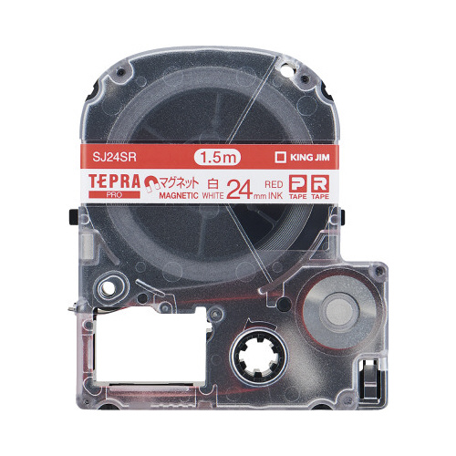 テプラ　ＰＲＯテープ　マグネット白色２４ｍｍ赤文字画像
