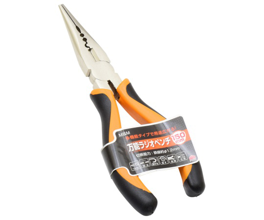 M＆M　成形グリップ　万能ラジオペンチ　150mm画像
