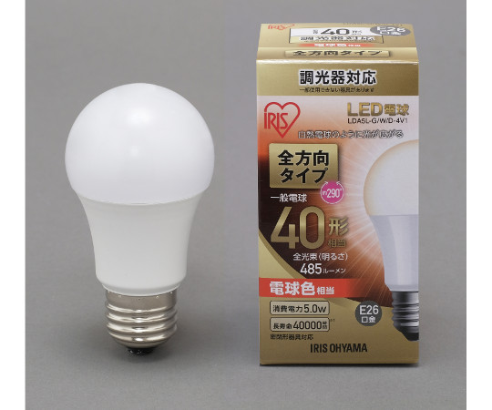 LED電球　全方向　調光　40形相当　電球色画像