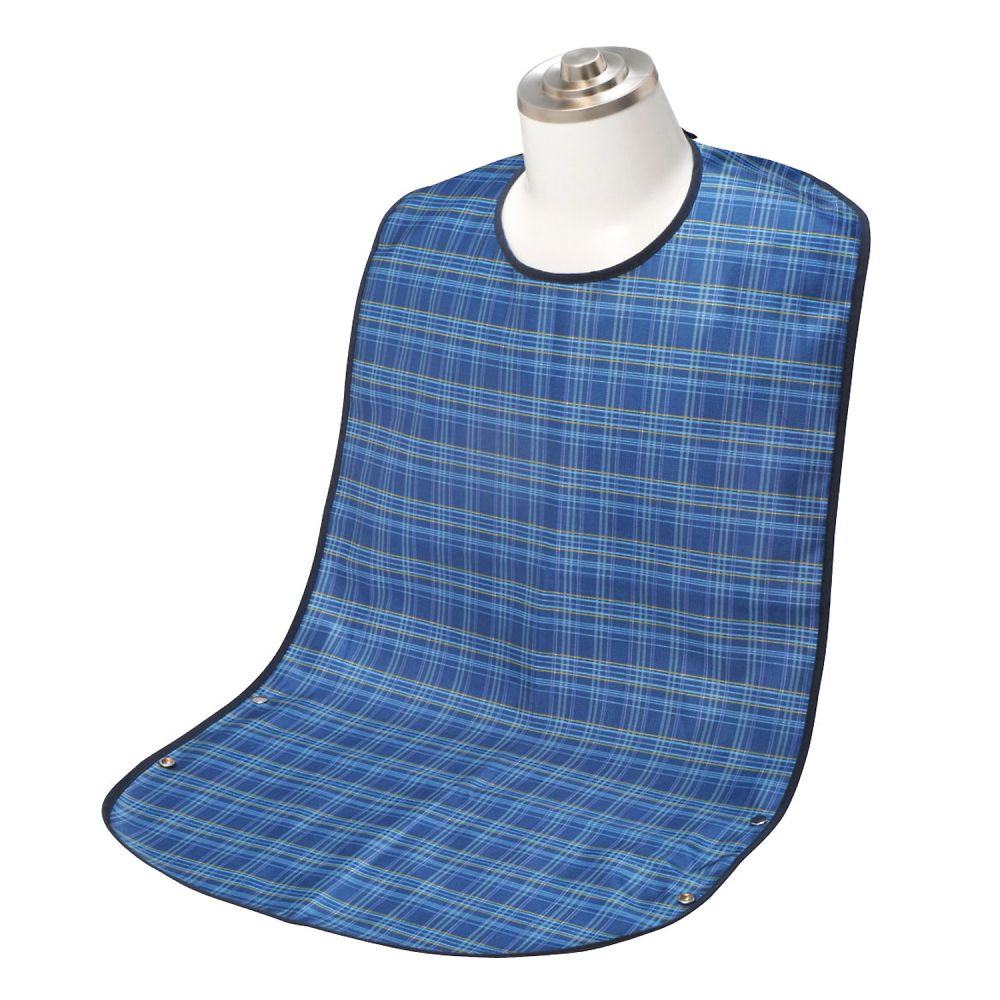 食事用エプロン ソフラピレンチェック2WAYタイプ ブルー画像