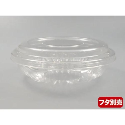 冷麺容器 バイオ M 大 本体 新 リスパック 透明な容器に詰められた冷麺が色鮮やかに盛り付けられた様子