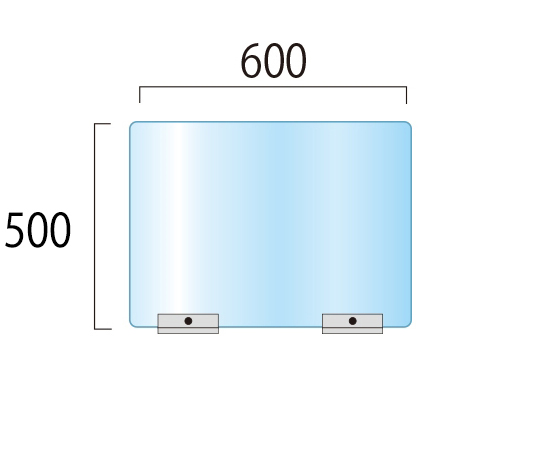 アクリルパーテーション　500×600mm 透明なアクリルパーテーションが直立している状態