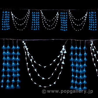 LED3連ドレープライト（ホワイト/ブルー）画像