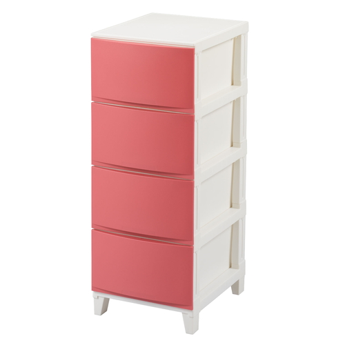 収納ケース チェスト タンス 4段 幅34×奥行42×高さ88cm ルームスシェード サンドピンク画像