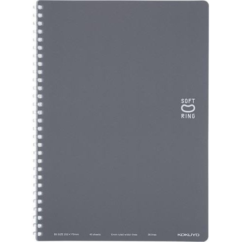 ソフトリングノート（ドット入り罫線）セミＢ５灰×５画像