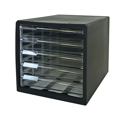 カラーレターケース　ブラック　浅型５段画像