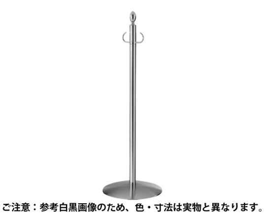 フロアパーティションポールクローム/鏡面 光沢のあるクローム仕上げのポールが直立している様子