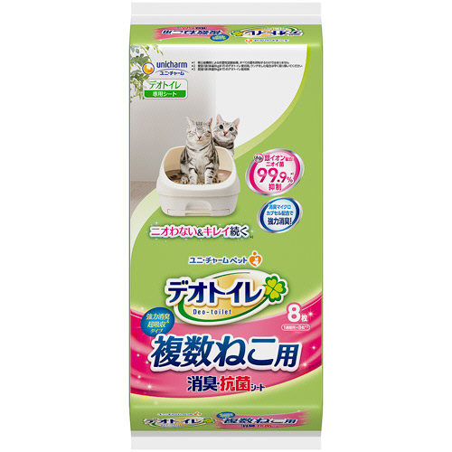 ﾃﾞｵﾄｲﾚ 複数ねこ用消臭･抗菌ｼｰﾄ 1ﾊﾟｯｸ(8枚)画像